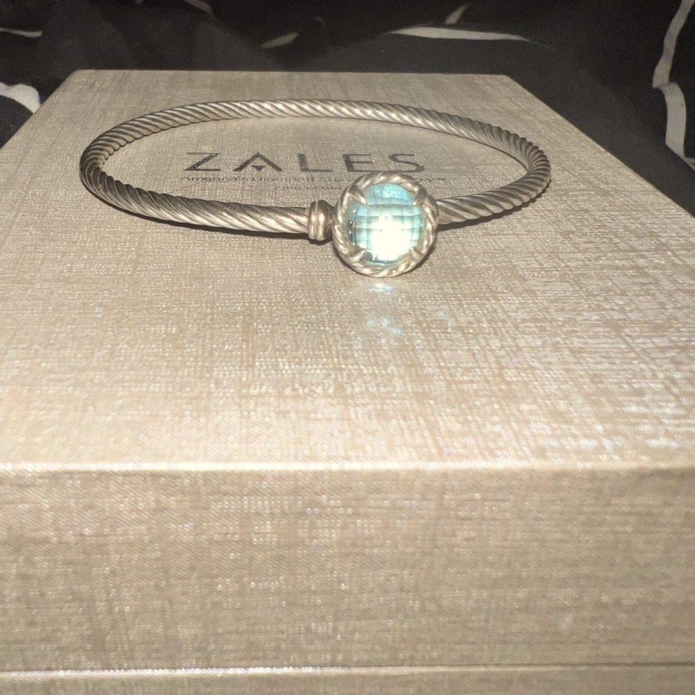 David Yurman Bracelet Sterling Silver with Blue Topaz